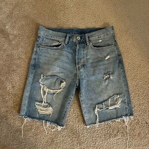 H&M Light Blue Distressed Jean Shorts